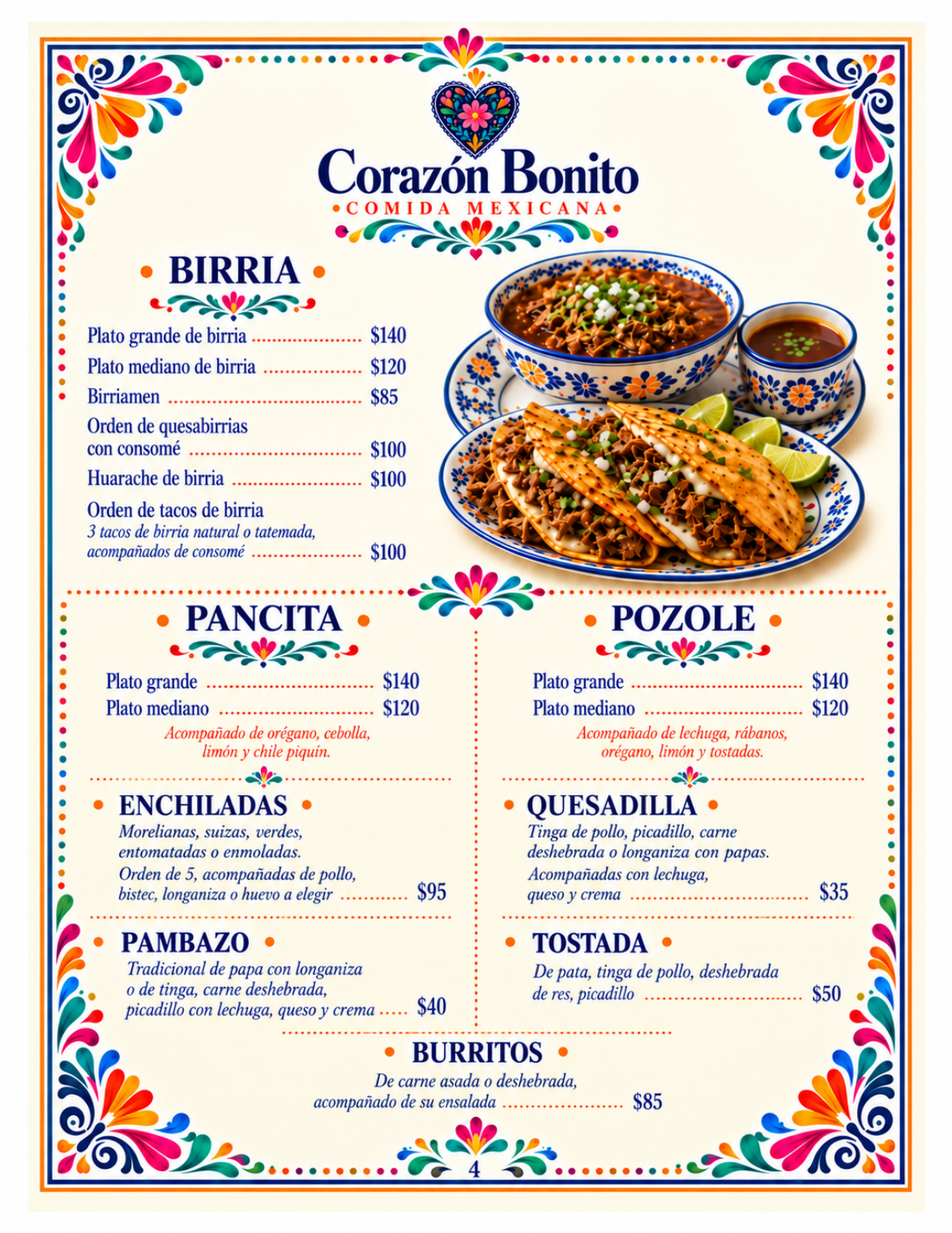 Menú Corazón Bonito - página 4 de 8
